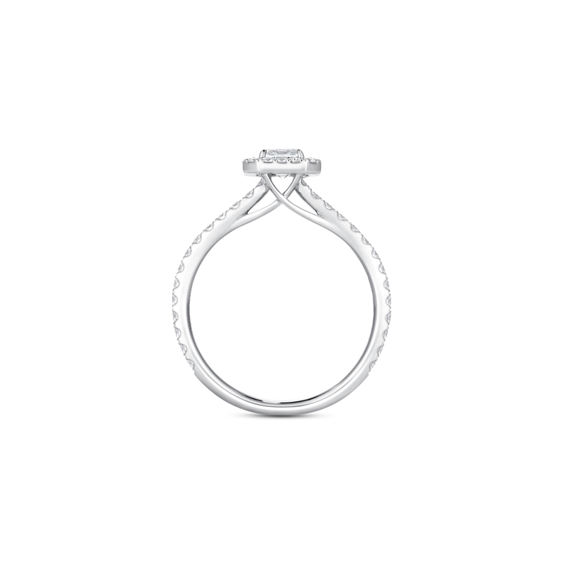 Unity Emerald-Cut Diamond Micropavé Halo Engagement Ring