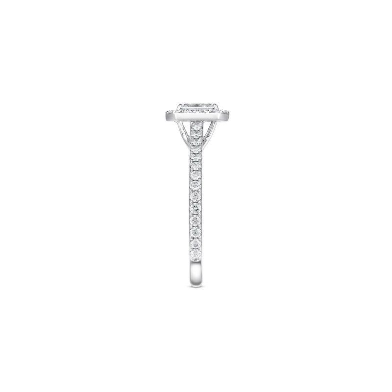 Unity Emerald-Cut Diamond Micropavé Halo Engagement Ring