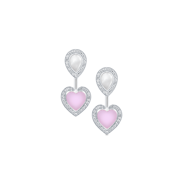 Venus Mother of Pearl & Pink Heart Earrings
