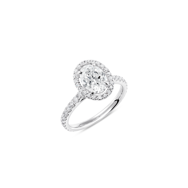 Unity Oval-Cut Diamond Micropavé Halo Engagement Ring