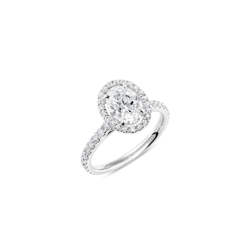 Unity Oval-Cut Diamond Micropavé Halo Engagement Ring