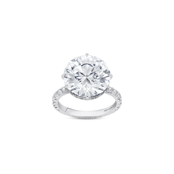 Mouawad Royale Round Brilliant Diamond Engagement Ring with Full Pavé Band