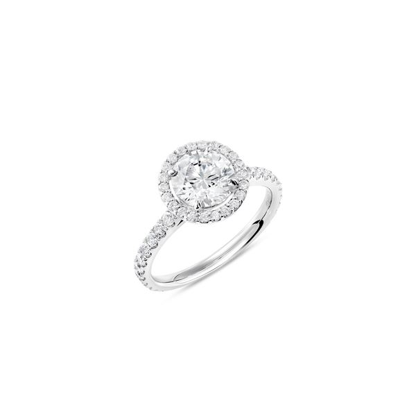 Unity Round Brilliant Diamond Micropavé Halo Engagement Ring