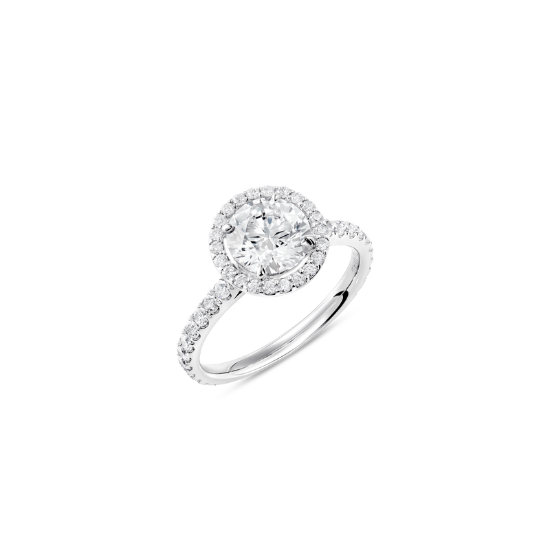 Unity Round Brilliant Diamond Micropavé Halo Engagement Ring