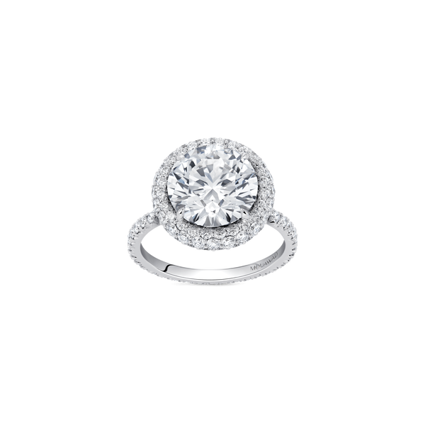 Mouawad Haven Round Brilliant Diamond Halo Engagement Ring with Full Pavé Band