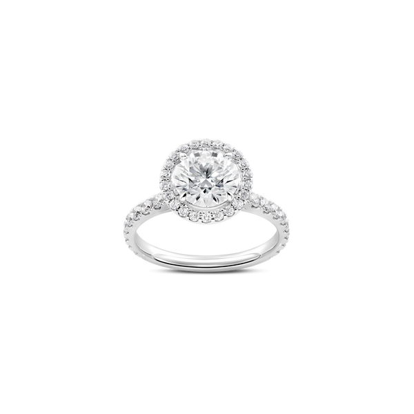 Unity Round Brilliant Diamond Micropavé Halo Engagement Ring