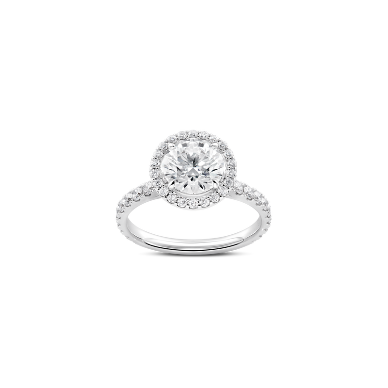 Unity Round Brilliant Diamond Micropavé Halo Engagement Ring