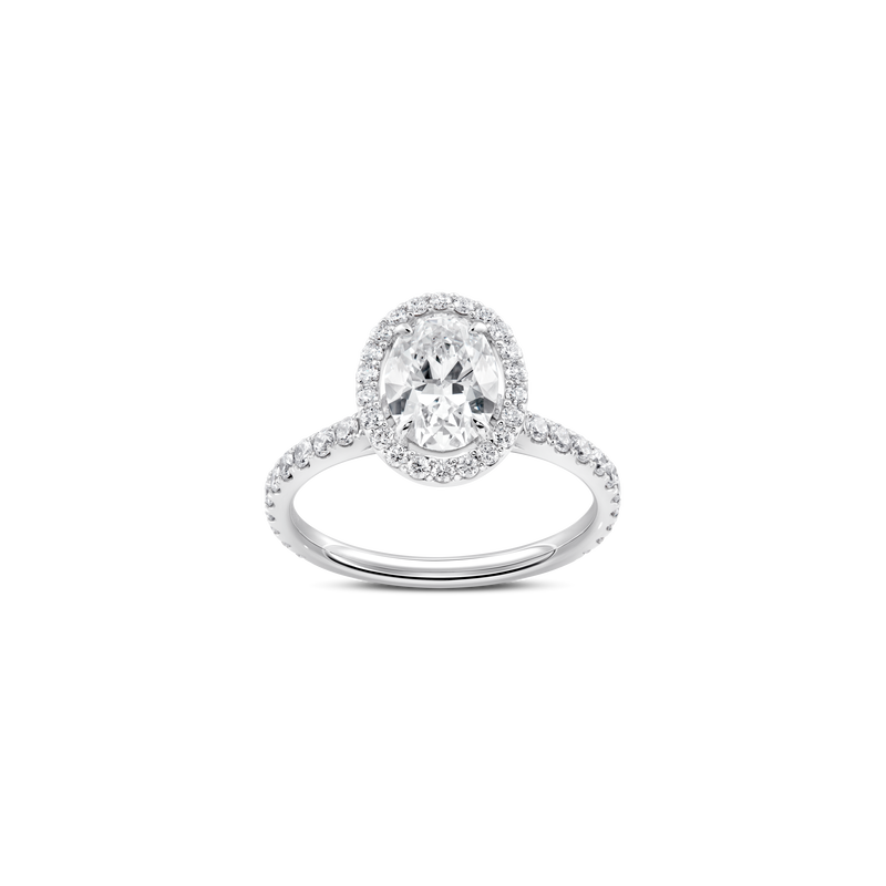 Unity Oval-Cut Diamond Micropavé Halo Engagement Ring