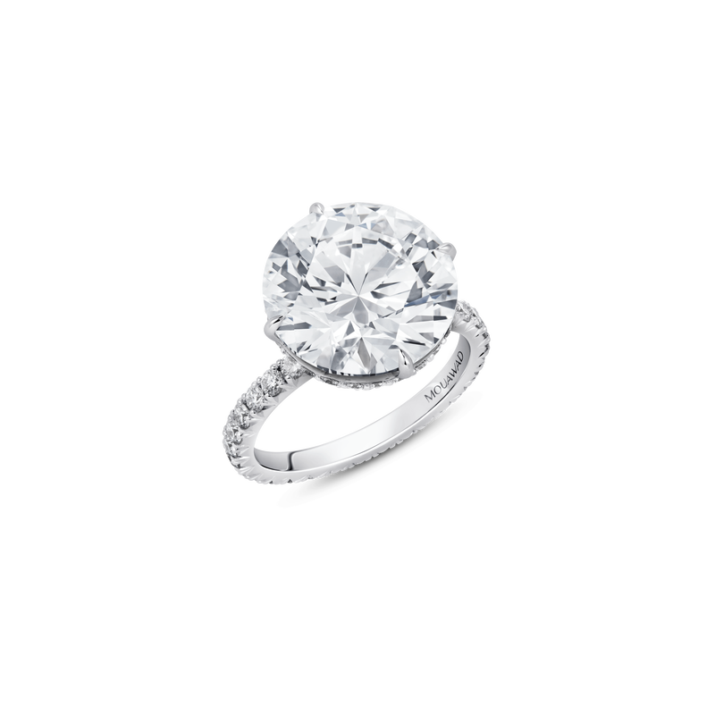 Mouawad Royale Round Brilliant Diamond Engagement Ring with Full Pavé Band