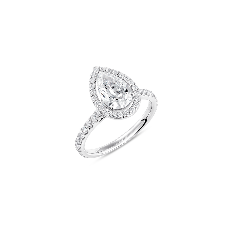 Unity Pear-Cut Diamond Micropavé Halo Engagement Ring
