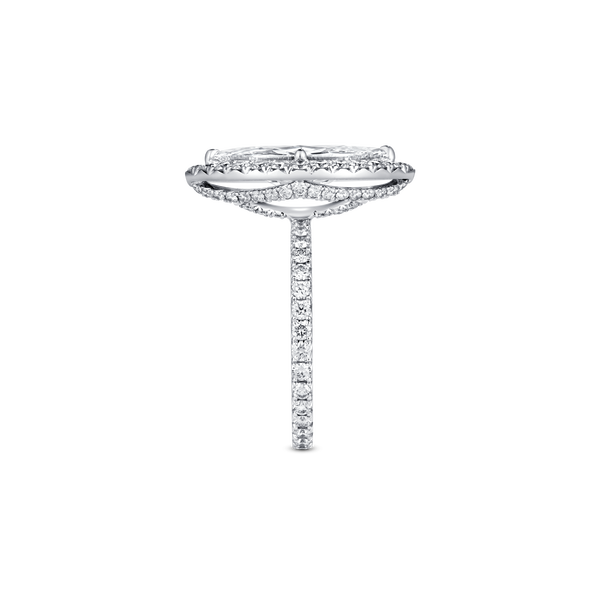 Evermore Marquise-Cut Diamond Halo Solitaire Ring with Full Pavé Band