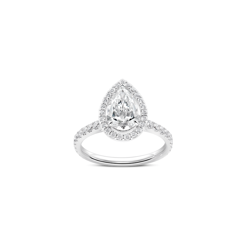 Unity Pear-Cut Diamond Micropavé Halo Engagement Ring