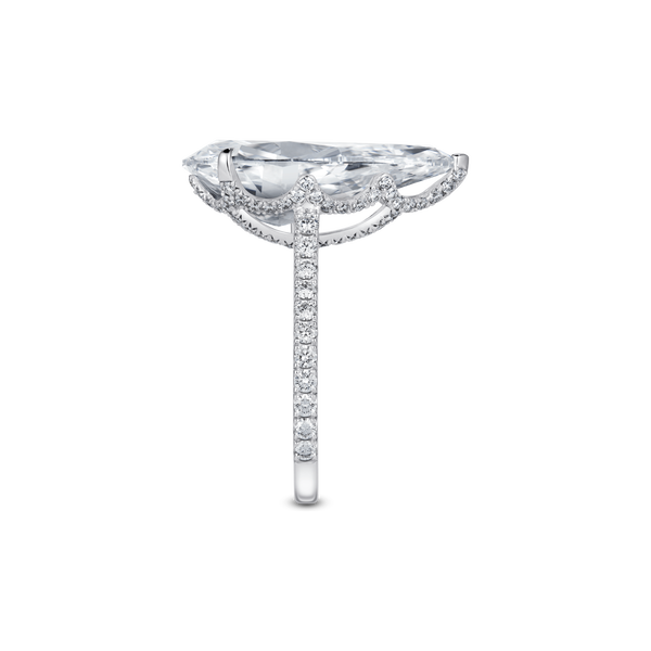 Evermore Pear-Shaped Diamond Solitaire Ring with Half-Pavé Band