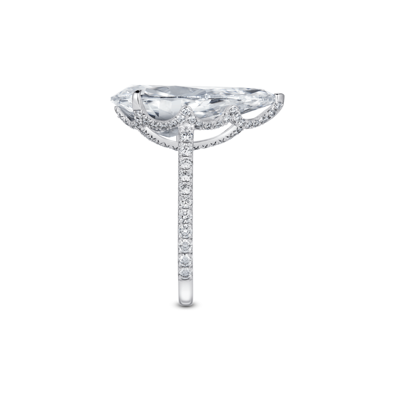 Evermore Pear-Shaped Diamond Solitaire Ring with Half-Pavé Band