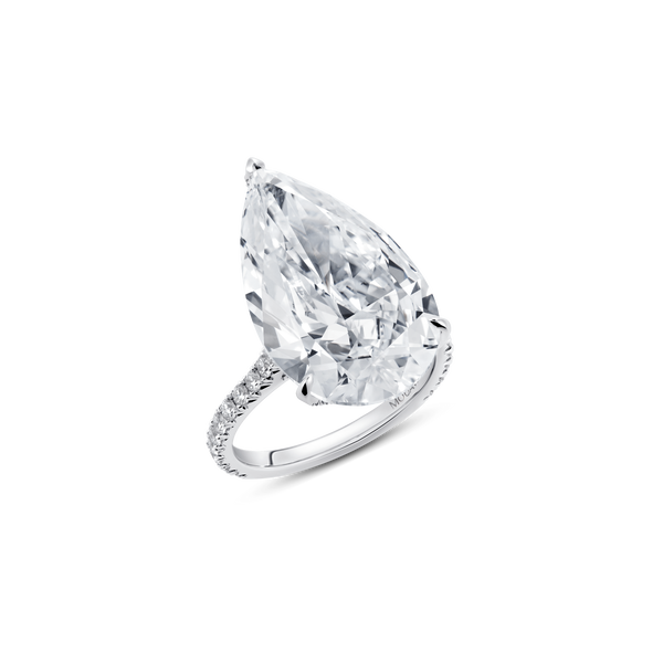 Evermore Pear-Shaped Diamond Solitaire Ring with Half-Pavé Band