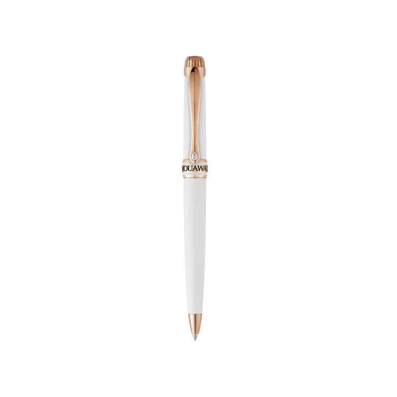 Grande Ellipse White Lacquer & Diamond Ballpoint Pen